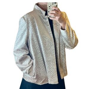 Draper’s & Damon’s Ice White Silver Pearl Textured Velvet Swing Jacket Blazer XL